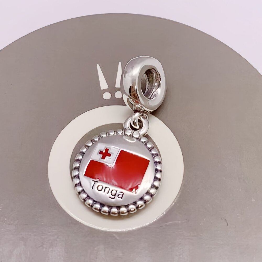 Pandora Tonga Flag Dangle Charm S925 Sterling Silver